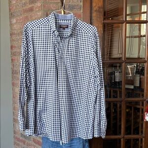 Johnston & Murphy Navy and White Gingham Men's Shirt